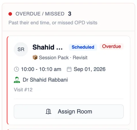 Board overdue column: a scheduled Session Pack · Revisit that is past its time