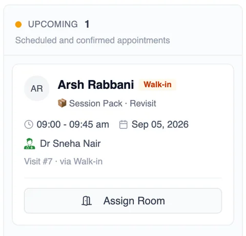 Board upcoming column: Arsh Rabbani, Session Pack · Revisit, 09:00 to 09:45 am on Sep 05, 2026 with Dr Sneha Nair